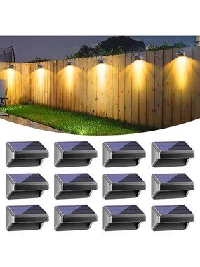 Outdoor Solar Fence Lights - Waterproof LED Glow for Backyard, Patio & Deck (12